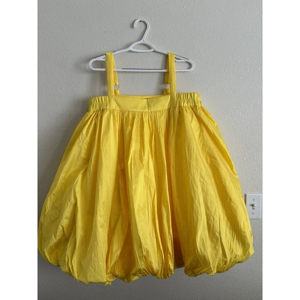 NEW Bloni Anthropologie Bubble Dress Square Neck Taffeta Yellow Large Petite